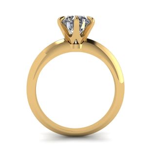 Round diamond 6-prong engagement ring in Yellow Gold - Photo 1