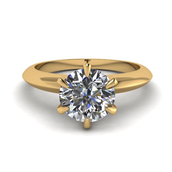 Round diamond 6-prong engagement ring in Yellow Gold, Enlarge image 1