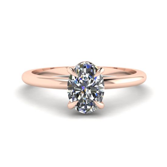 Classic Oval Diamond Solitaire Ring Rose Gold, Enlarge image 1