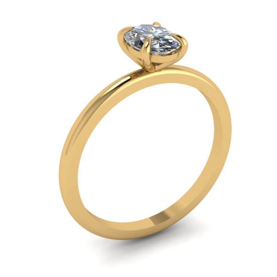 Classic Oval Diamond Solitaire Ring Yellow Gold,  Enlarge image 4