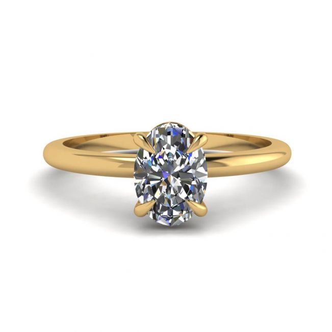 Classic Oval Diamond Solitaire Ring Yellow Gold
