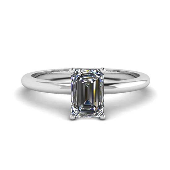 Emerald Cut Diamond Ring White Gold, Enlarge image 1
