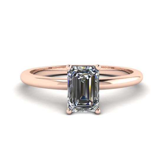 Emerald Cut Diamond Ring Rose Gold, Enlarge image 1