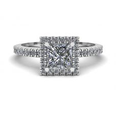 Princess-Cut Floating Halo Diamond Engagement Ring