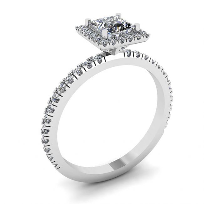 Princess-Cut Floating Halo Diamond Engagement Ring - Photo 3