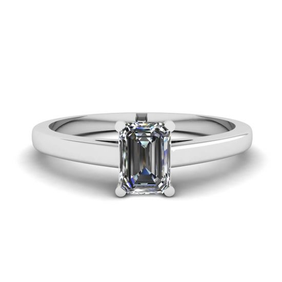 Classic Emerald Cut Diamond Solitaire Ring, Enlarge image 1