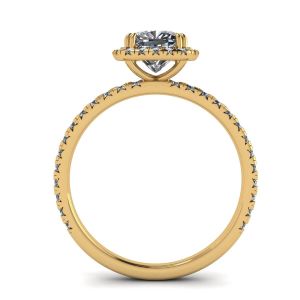 Cushion Diamond Halo Engagement Ring Yellow Gold - Photo 1