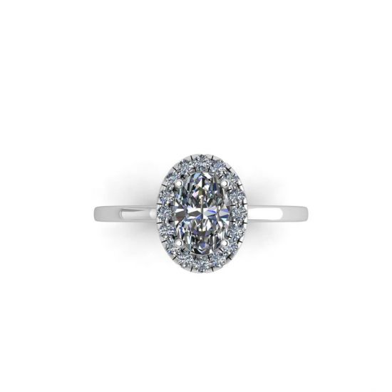 Oval Diamond Halo Engagement Ring, Enlarge image 1