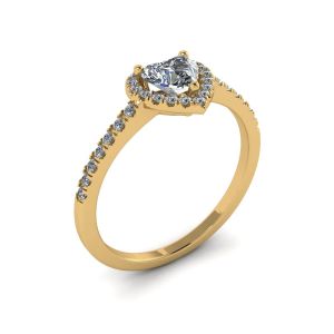 Heart Diamond Halo Engagement Ring Yellow Gold - Photo 3