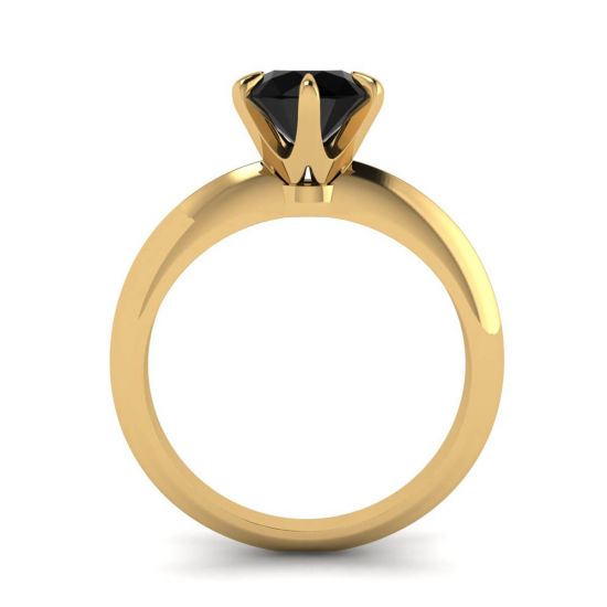 Engagement Ring Yellow Gold  1 carat Black Diamond , More Image 0