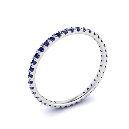 Riviera Pave Sapphire Eternity Ring White Gold,  Enlarge image 4