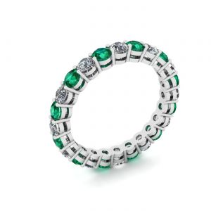 Classic 3 mm Emerald and Diamond Eternity Ring - Photo 3