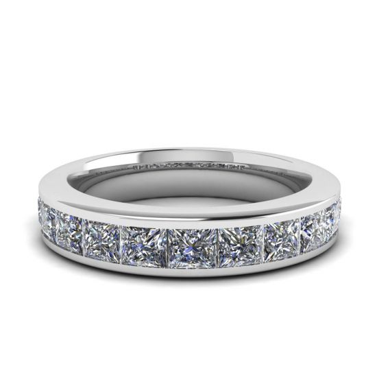 Eternity Princess Cut Diamond Ring White Gold, Enlarge image 1