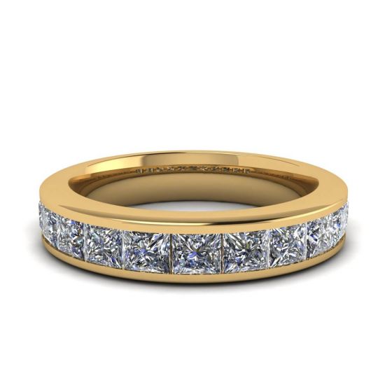 Eternity Princess Cut Diamond Ring  Yellow Gold, Enlarge image 1