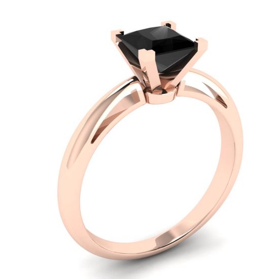 Square Black Diamond Ring Rose Gold,  Enlarge image 4