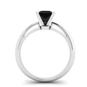 1 Carat Black Diamond Solitaire Ring White Gold - Photo 1