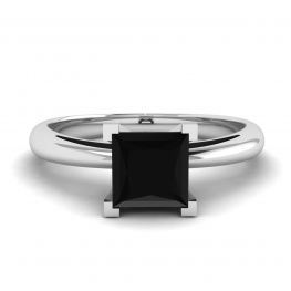 1 Carat Black Diamond Solitaire Ring White Gold