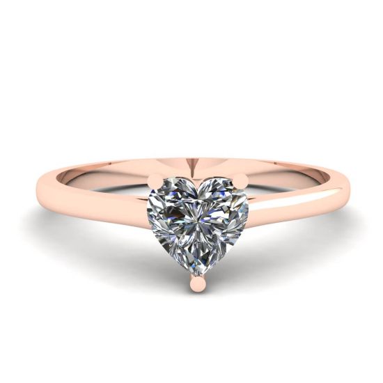Simple Flat Ring with Heart Diamond Rose Gold, Enlarge image 1