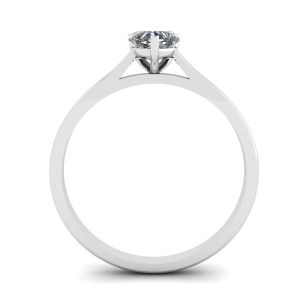 Simple Flat Ring with Heart Diamond  White Gold - Photo 1