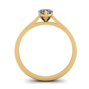 Simple Flat Ring with Heart Diamond Yellow Gold - Photo 1