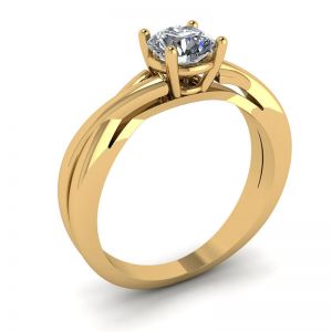 X Cross Ring with Round Diamond Yellow Gold - Photo 3
