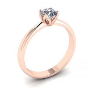 Petal Setting Ring with Round Diamond in 18K Rose Gold - Photo 3