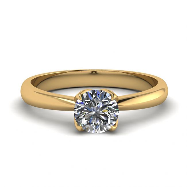 Petal Setting Ring with Round Diamond in 18K Yellow Gold