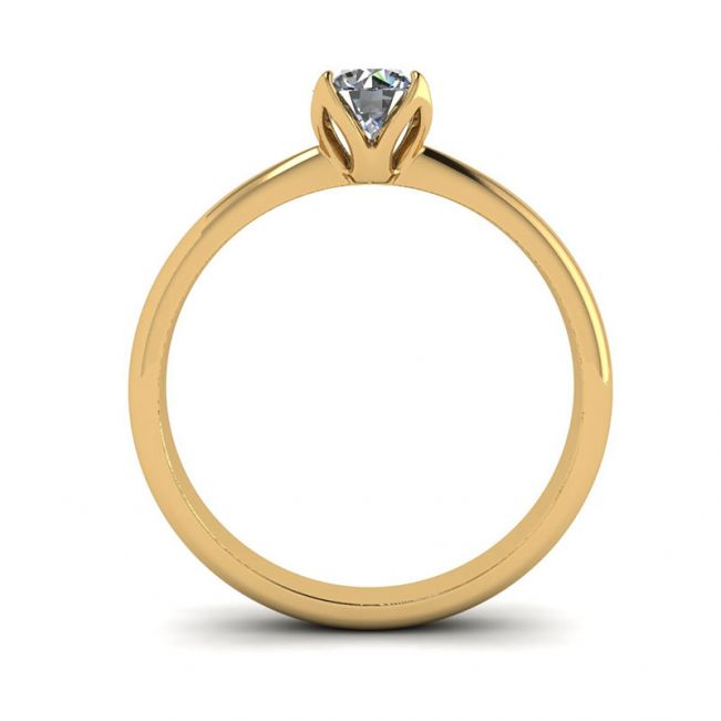 Petal Setting Ring with Round Diamond in 18K Yellow Gold - Photo 1