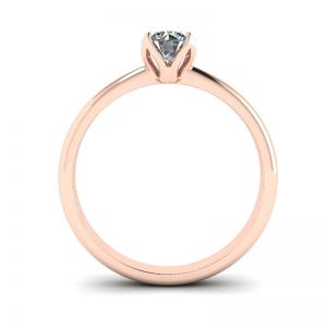 Petal Setting Ring with Round Diamond in 18K Rose Gold - Photo 1