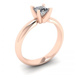 Rose Gold Ring with Princess Cut Diamond - Photo 3