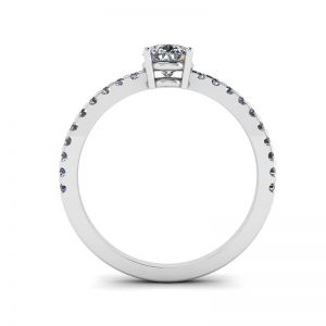 Pear Diamond Ring with Side Pave White Gold - Photo 1