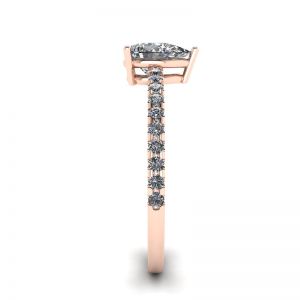 Pear Diamond Ring with Side Pave Rose Gold - Photo 2