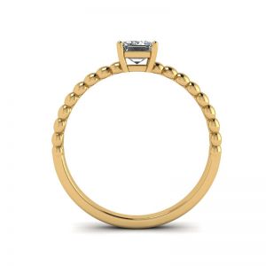 Bearded Ring with Emerald Cut Diamond Yellow Gold - Photo 1