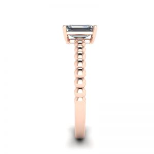 Bearded Ring with Emerald Cut Diamond Rose Gold - Photo 2