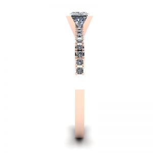 Princess Cut Diamond Ring in V with Side Pave Rose Gold - Photo 2