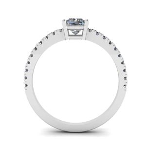 Princess Cut Diamond Ring with Side Pave - Photo 1