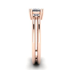 Contemporary Princess Cut Engagement Double Ring Rose Gold - Photo 2