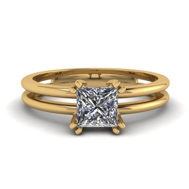 Contemporary Princess Cut Engagement Double Ring