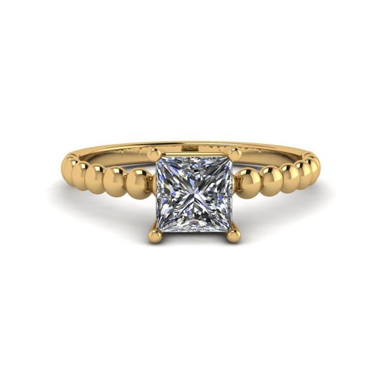 Bearded Ring with Princess Cut Diamond in 18K Yellow Gold, Image 1