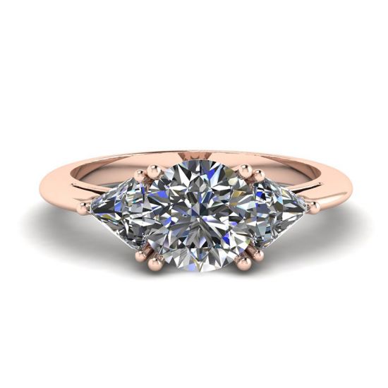 Three Diamond Ring in 18K Rose Gold, Enlarge image 1