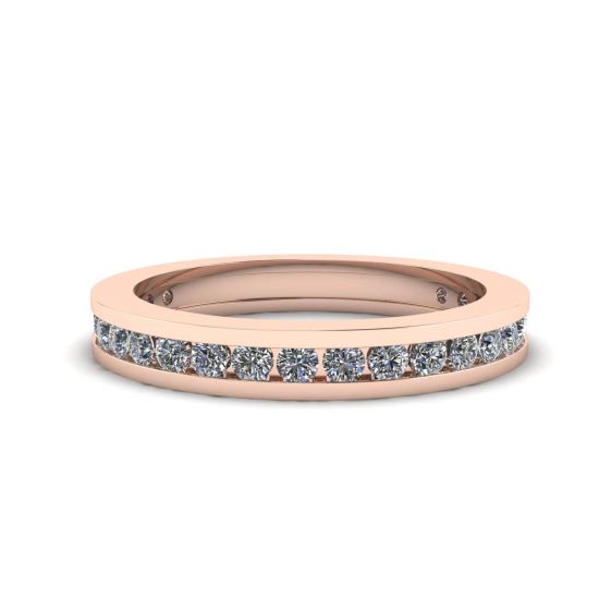 Channel Setting Eternity Diamond Ring Rose Gold, Enlarge image 1