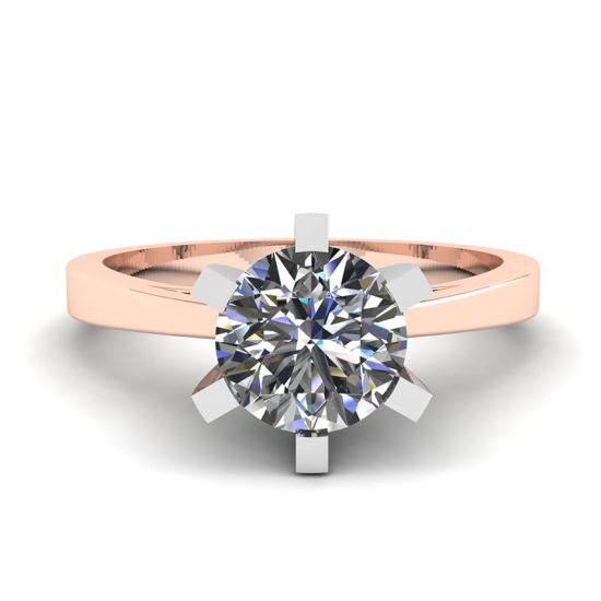 Diamond Ring in 18K Rose Gold for Engagement, Enlarge image 1