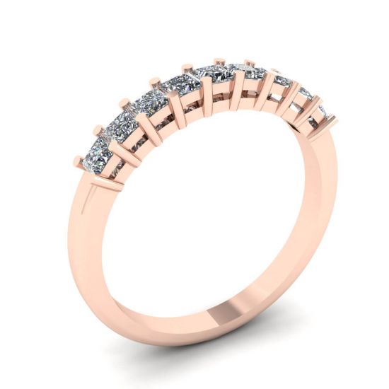 9 Square Princess Diamond Ring Rose Gold,  Enlarge image 4