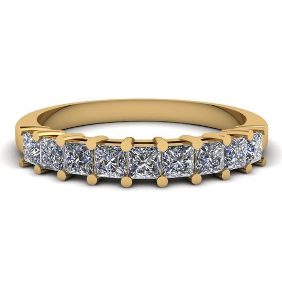 9 Square Princess Diamond Ring Yellow Gold, Enlarge image 1