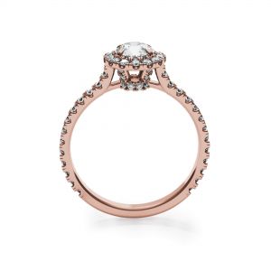 Halo Round Diamond Ring in 18K Rose Gold - Photo 1
