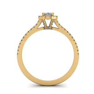 Halo Diamond Oval Cut Ring in 18K Yellow Gold - Photo 1