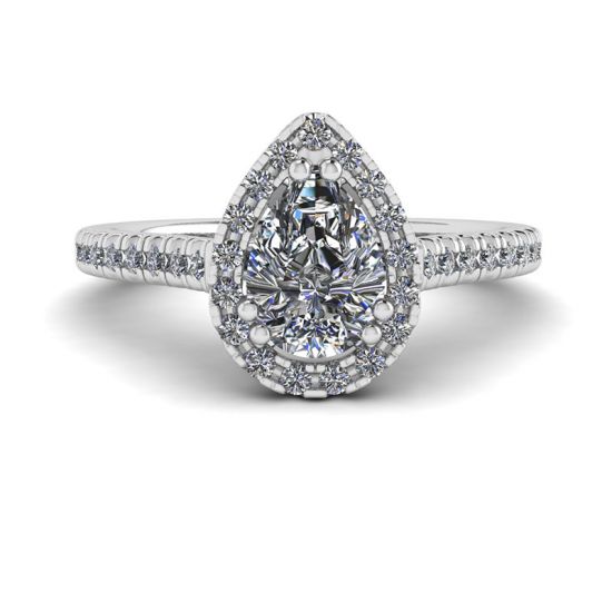 Halo Diamond Pear Cut Ring, Enlarge image 1