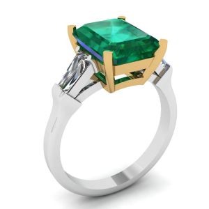 3 carat Emerald Ring with Side Diamonds Baguette - Photo 3