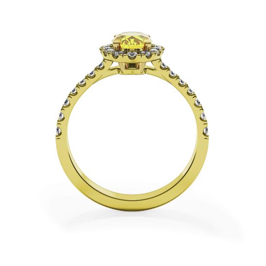 1.13 ct Oval Yellow Diamond Ring with Halo Yellow Gold, More Image 0