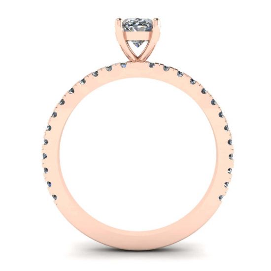 Oval Diamond Ring with Pave in Rose Gold,  Enlarge image 2